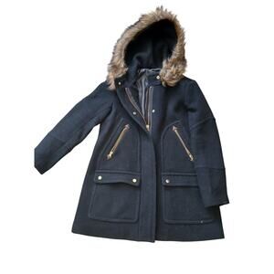 J.Crew Italian wool faux fur trim hood Parka 6P
